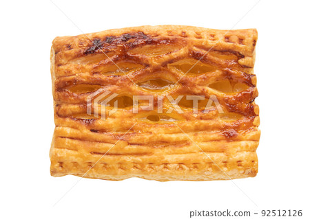 Top view of pineapple pie isolated on white background Top view of pineapple pie isolated on white background 92512126