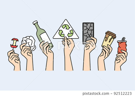 Hands holding garbage for recycle  92512223