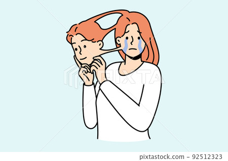 Unhappy trans woman with mask Unhappy trans woman with mask 92512323