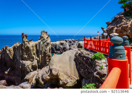 Seaside strange rocks near Udo Shrine on a cliff facing Hyuga Nada Seaside strange rocks near Udo Shrine on a cliff facing Hyuga Nada 92513646