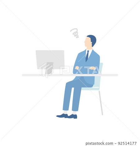 A businessman worried in front of a computer 92514177