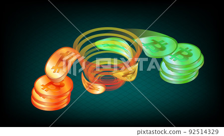 Dirty bitcoins go through Tornado Cash and become clean in isometric view on dark. Tornado Cash is service for confidential transfer of cryptocurrency. Banner for news. Dirty bitcoins go through Tornado Cash and become clean in isometric view on dark. Tornado Cash is service for confidential transfer of cryptocurrency. Banner for news. 92514329