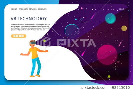 VR technology landing page website vector template 92515010