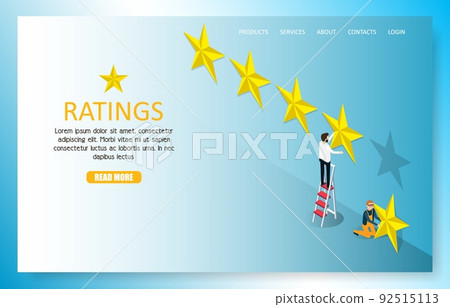 Star rating landing page website vector template 92515113