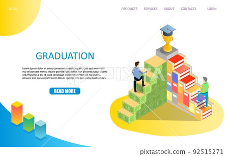 Graduation landing page or website vector template Graduation landing page or website vector template 92515271