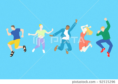 男人和女人跳躍的插圖 男人和女人跳躍的插圖 92515296