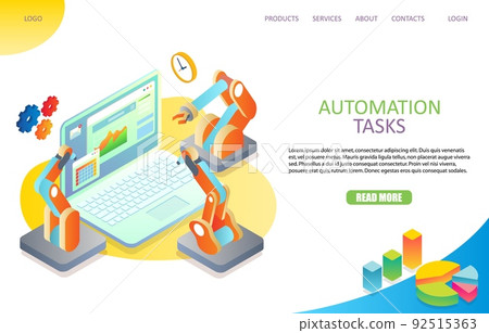 Task automation landing page website vector template 92515363