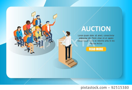 Auction vector isometric web banner website template Auction vector isometric web banner website template 92515380