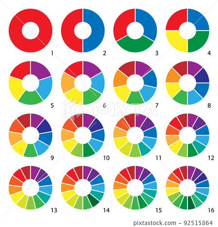 Set of round graphic pie charts icons. Segment of circle infographic 92515864