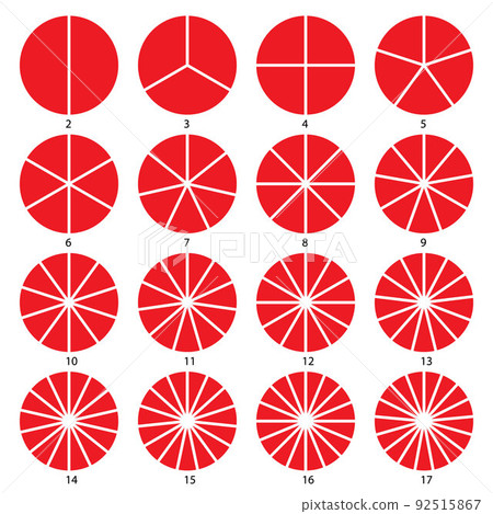 Set of round graphic pie charts icons. Segment of circle infographic 92515867