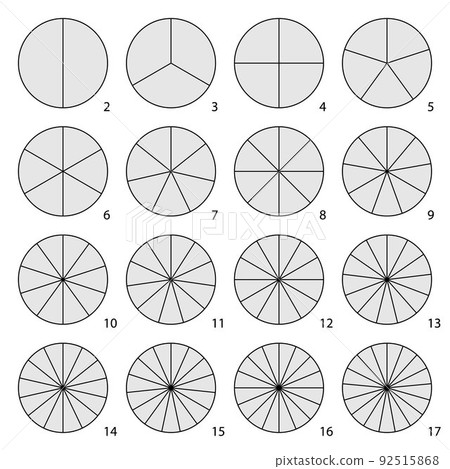 Set of round graphic pie charts icons. Segment of circle infographic 92515868