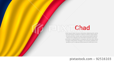 Wave flag of Chad on white background. 92516103