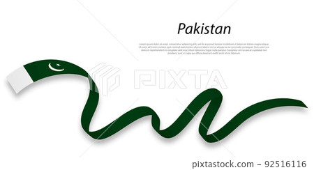 Waving ribbon or banner with flag of Pakistan. Waving ribbon or banner with flag of Pakistan. 92516116
