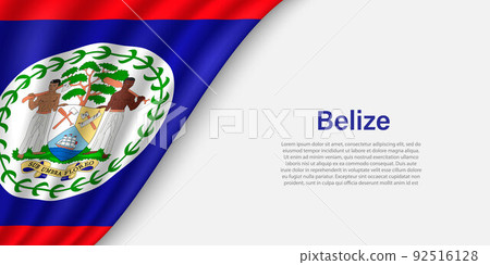 Wave flag of Belize on white background. 92516128