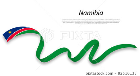 Waving ribbon or banner with flag of Namibia. 92516133