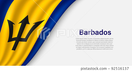Wave flag of Barbados on white background. Wave flag of Barbados on white background. 92516137