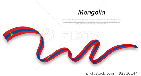 Waving ribbon or banner with flag of Mongolia. Waving ribbon or banner with flag of Mongolia. 92516144