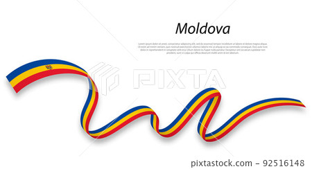 Waving ribbon or banner with flag of Moldova. Waving ribbon or banner with flag of Moldova. 92516148