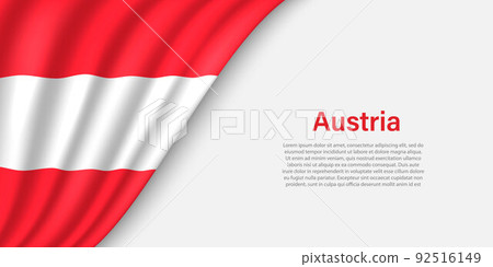 Wave flag of Austria on white background. 92516149
