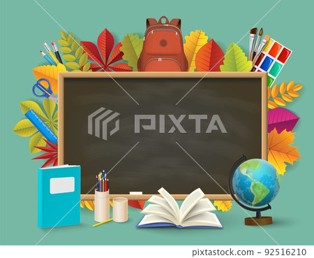 Back to school poster with blackboard copy space 92516210