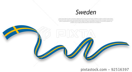 Waving ribbon or banner with flag of Sweden. Waving ribbon or banner with flag of Sweden. 92516397