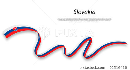 Waving ribbon or banner with flag of Slovakia. 92516416
