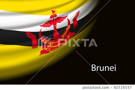 Wave flag of Brunei on dark background. Banner or ribbon vector Wave flag of Brunei on dark background. Banner or ribbon vector 92516557