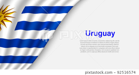 Wave flag of Uruguay on white background. Wave flag of Uruguay on white background. 92516574