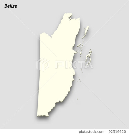 3d isometric map of Belize isolated with shadow 92516620