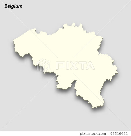 3d isometric map of Belgium isolated with shadow 92516621