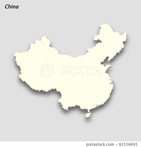 3d isometric map of China isolated with shadow 3d isometric map of China isolated with shadow 92516691
