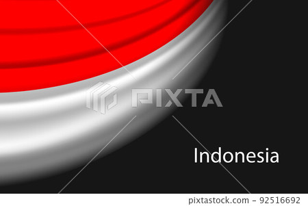 Wave flag of Indonesia on dark background. Banner or ribbon vect Wave flag of Indonesia on dark background. Banner or ribbon vect 92516692