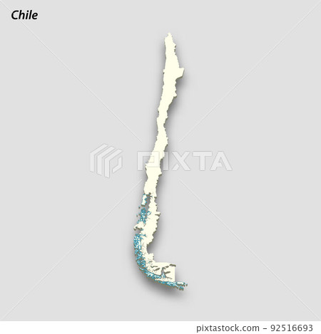3d isometric map of Chile isolated with shadow 92516693
