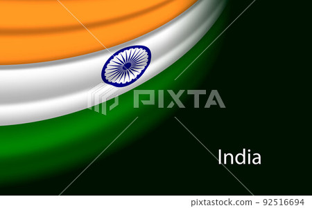 Wave flag of India on dark background. Banner or ribbon vector t 92516694