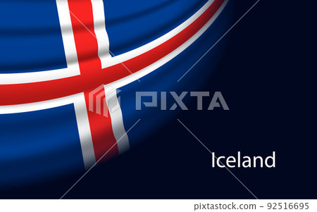 Wave flag of Iceland on dark background. Banner or ribbon vector Wave flag of Iceland on dark background. Banner or ribbon vector 92516695