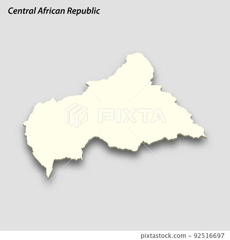 3d isometric map of Central African Republic isolated with shadow 92516697