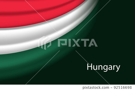 Wave flag of Hungary on dark background. Banner or ribbon vector 92516698