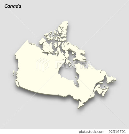 3d isometric map of Canada isolated with shadow 92516701