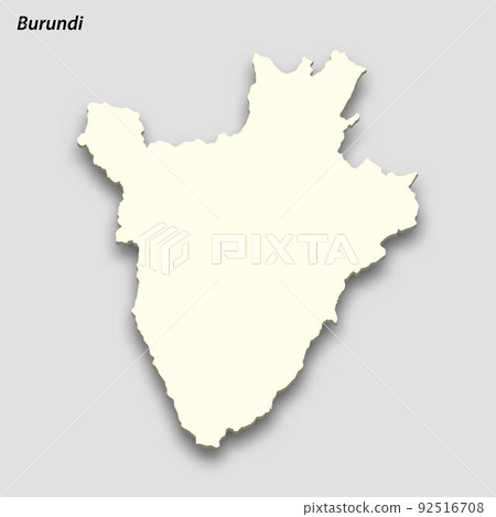 3d isometric map of Burundi isolated with shadow 92516708