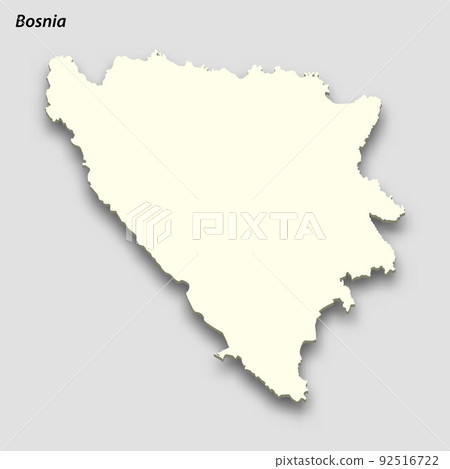 3d isometric map of Bosnia isolated with shadow 92516722