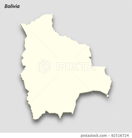 3d isometric map of Bolivia isolated with shadow 92516724