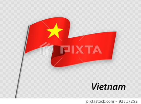 Waving flag of Vietnam on flagpole. Template for independence da Waving flag of Vietnam on flagpole. Template for independence da 92517252