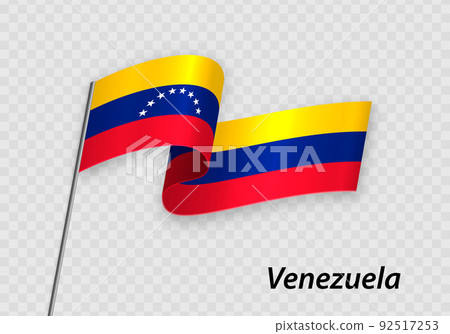 Waving flag of Venezuela on flagpole. Template for independence Waving flag of Venezuela on flagpole. Template for independence 92517253