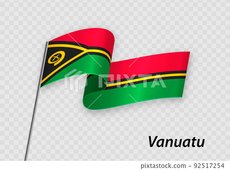 Waving flag of Vanuatu on flagpole. Template for independence da Waving flag of Vanuatu on flagpole. Template for independence da 92517254
