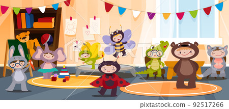 Children activity in carnival animal costumes in kindergarten Children activity in carnival animal costumes in kindergarten 92517266