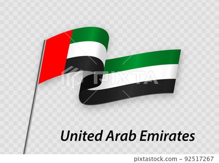 Waving flag of United Arab Emirates on flagpole. Template for in Waving flag of United Arab Emirates on flagpole. Template for in 92517267