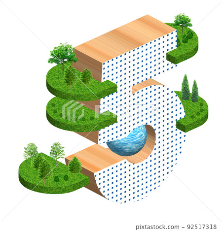 有建築物和城市的簡化圖像和綠色和自然的數字符號插圖的變化。 有建築物和城市的簡化圖像和綠色和自然的數字符號插圖的變化。 92517318