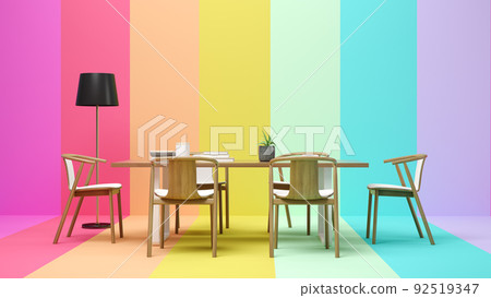 Interior of modern living room colorful background 3D rendering 92519347
