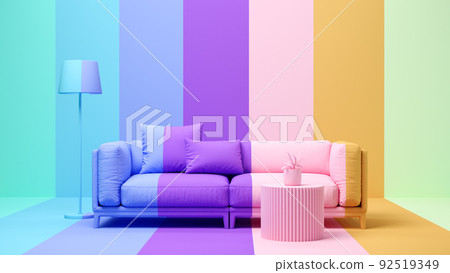 Interior of modern living room colorful background 3D rendering Interior of modern living room colorful background 3D rendering 92519349