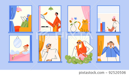 Neighbors in house windows act 92520506